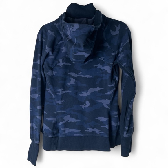 Athleta - Women’s Camo Full Zip Hoodie Jacket Blue Camo Thumbholes -‎ Sz. M - Picture 2 of 7
